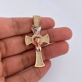 Pendant Cross Jesus Face 8.85gr / 4.9cm / White Zirconia Three 18K Golds &