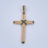 Dije Cruz Penitencia 8.4gr / 6.6cm / Circones Verdes Blancos Dos Oros Negro Amarillo 18K &