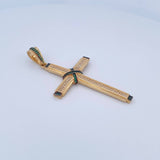 Dije Cruz Penitencia 8.4gr / 6.6cm / Circones Verdes Blancos Dos Oros Negro Amarillo 18K &