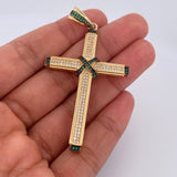 Dije Cruz Penitencia 8.4gr / 6.6cm / Circones Verdes Blancos Dos Oros Negro Amarillo 18K &