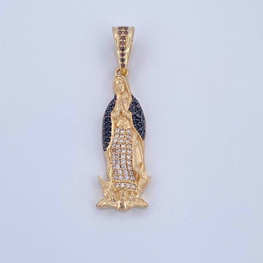 Pendant Virgin Guadalupe 4.5gr / 4.2cm / Black, Brown, White Zircons Two 18K Golds Black Yellow &