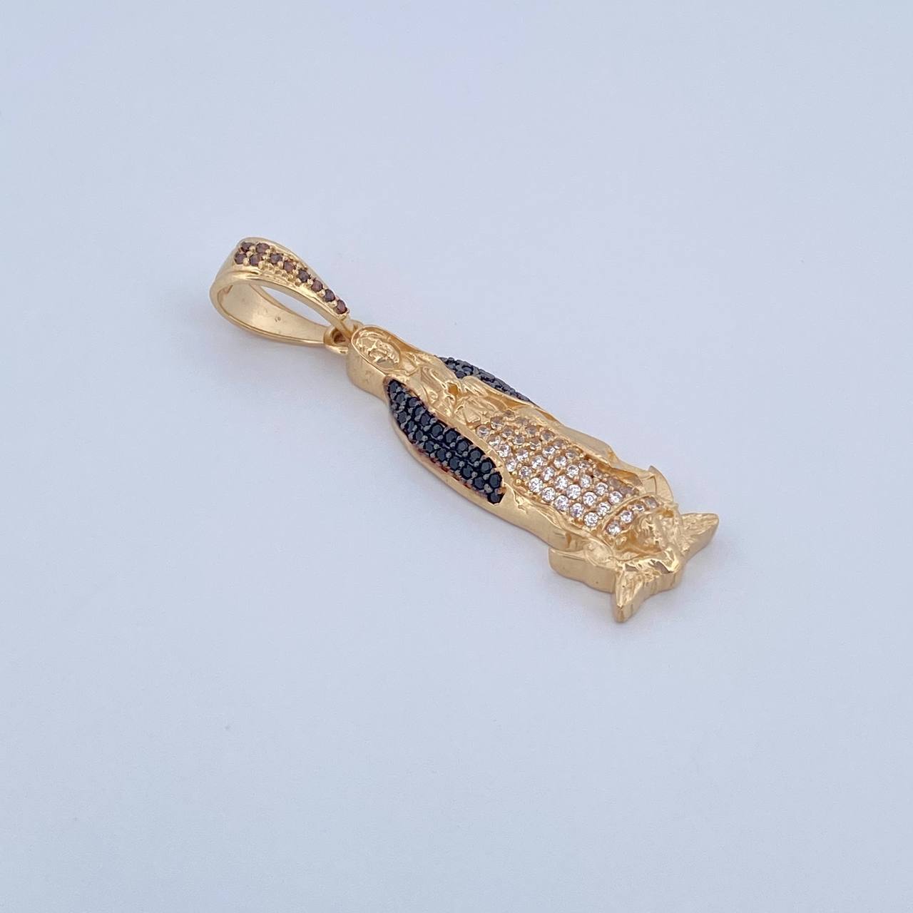 Pendant Virgin Guadalupe 4.5gr / 4.2cm / Black, Brown, White Zircons Two 18K Golds Black Yellow &