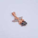 Pendant San Miguel Archangel 4.2gr / 2.9cm / White Zirconia Three 18K Golds &