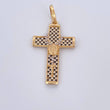 Pendant Virgin Miraculous Cross Rosary 6.1gr / 4.8cm / Black and White Zircons Two 18K Yellow and White Gold &