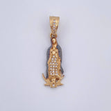 Pendant Virgin Guadalupe 2.9gr / 3.2cm / White Zircons Two-tone Black Yellow 18K &
