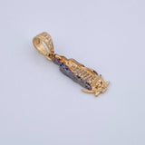 Pendant Virgin Guadalupe 2.9gr / 3.2cm / White Zircons Two-tone Black Yellow 18K &
