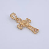 Dije Cruz Rostro Jesus 3.05gr / 3.2cm / Circones Blancos Oro Amarillo 18K &