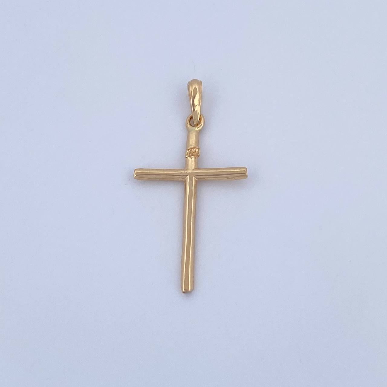 Pendant Cross INRI 1.15gr / 3.5cm / Smooth 18K Yellow Gold &