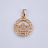 Pendant Crown Medal RX 5.75gr / 3cm / White Zircons 18K Yellow Gold &