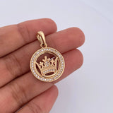 Pendant Crown Medal RX 5.75gr / 3cm / White Zircons 18K Yellow Gold &