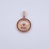 Pendant Crown Medal RX 5.05gr / 3cm / Black Zircons 18K Rose Gold &