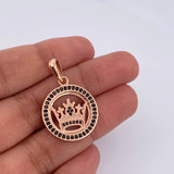 Pendant Crown Medal RX 5.05gr / 3cm / Black Zircons 18K Rose Gold &