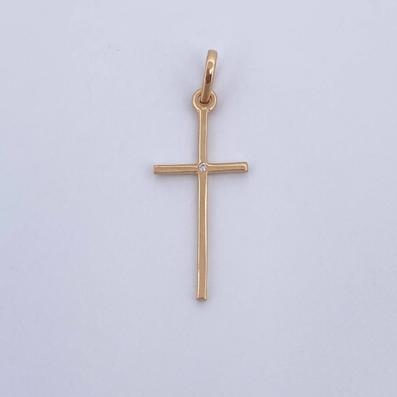 Pendant Cross 0.5gr / 2.6cm / White Zircon 18K Yellow Gold &