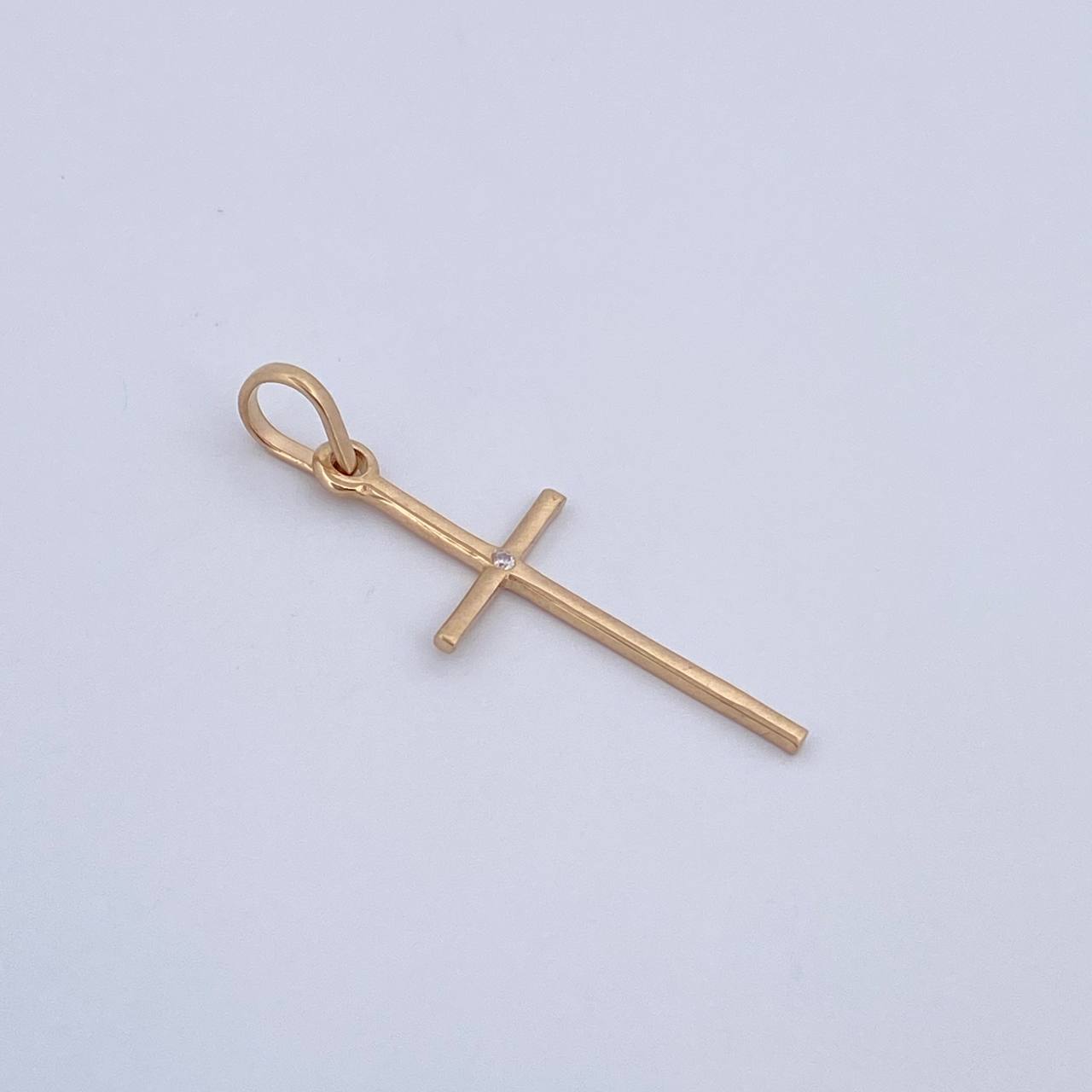 Pendant Cross 0.5gr / 2.6cm / White Zircon 18K Yellow Gold &
