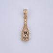 Dije Botella 4.3gr / 3.7cm / Circones Blancos Oro Amarillo 18K &