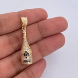 Dije Botella 4.3gr / 3.7cm / Circones Blancos Oro Amarillo 18K &