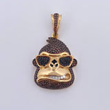 Pendant Gorilla Glasses 11gr / 6.1cm / Black Brown Zircons Three 18K Golds &