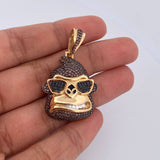 Pendant Gorilla Glasses 11gr / 6.1cm / Black Brown Zircons Three 18K Golds &