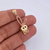 Pendant Rabbit 2.4gr / 3.1cm / Colored Zircons 18K Yellow Gold &