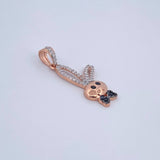 Pendant Rabbit 2.2gr / 3cm / Black and White Zircons Three 18K Golds &