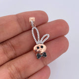 Pendant Rabbit 2.2gr / 3cm / Black and White Zircons Three 18K Golds &