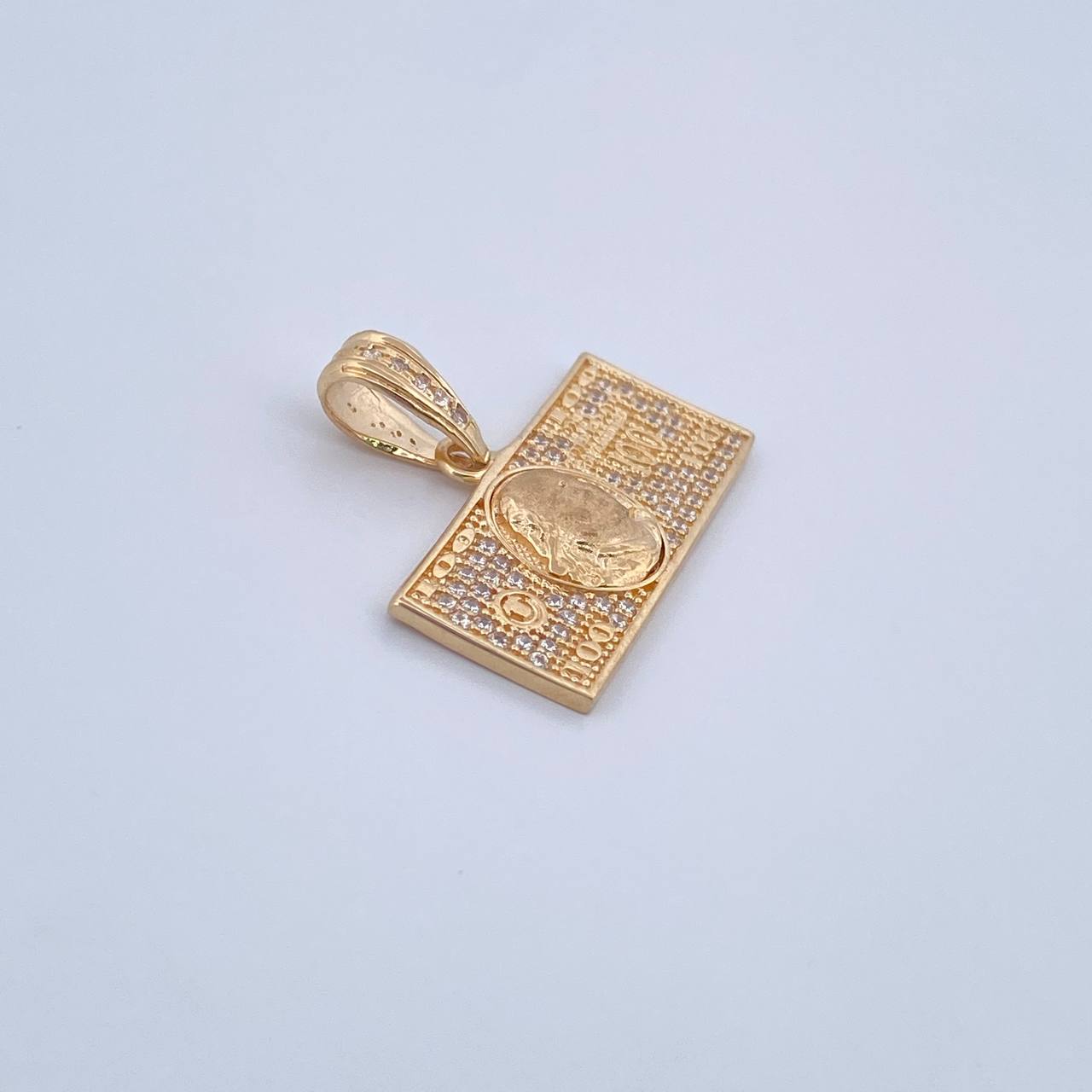 Dije One Dólar 3.65gr / 2.5cm / Circones Blancos Oro Amarillo 18K &
