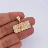 Dije One Dólar 3.65gr / 2.5cm / Circones Blancos Oro Amarillo 18K &