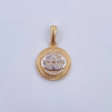 Dije Emblema TY 3.9gr / 2.8cm / Circones Blancos Dos Oros Amarillo Blanco 18K &