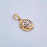 Dije Emblema TY 3.9gr / 2.8cm / Circones Blancos Dos Oros Amarillo Blanco 18K &