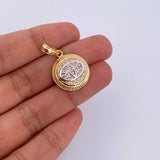 Dije Emblema TY 3.9gr / 2.8cm / Circones Blancos Dos Oros Amarillo Blanco 18K &