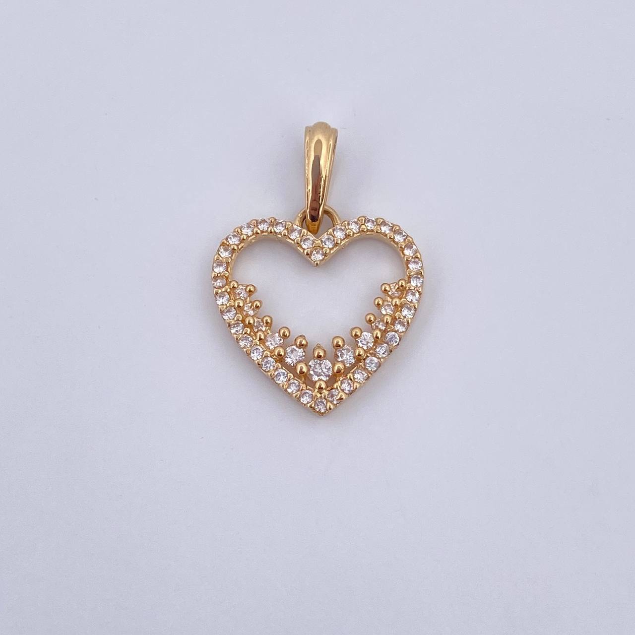 Pendant Heart Silhouette 1.5gr / 2.2cm / White Zirconia 18K Yellow Gold &