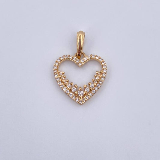 Pendant Heart Silhouette 1.5gr / 2.2cm / White Zirconia 18K Yellow Gold &