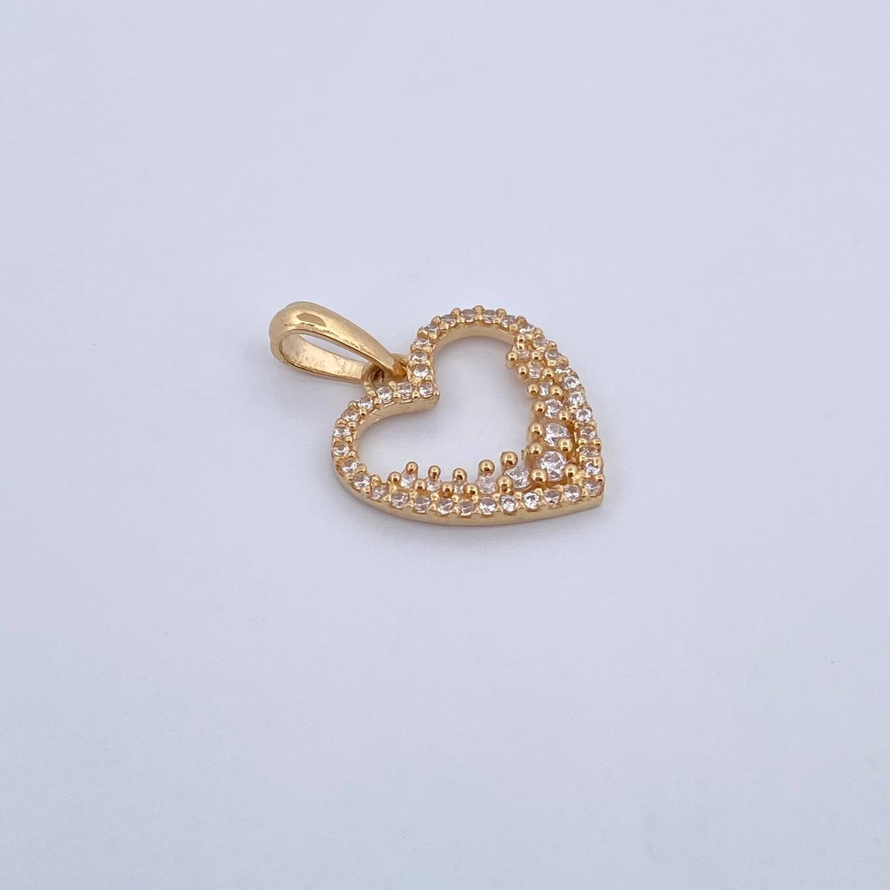 Pendant Heart Silhouette 1.5gr / 2.2cm / White Zirconia 18K Yellow Gold &