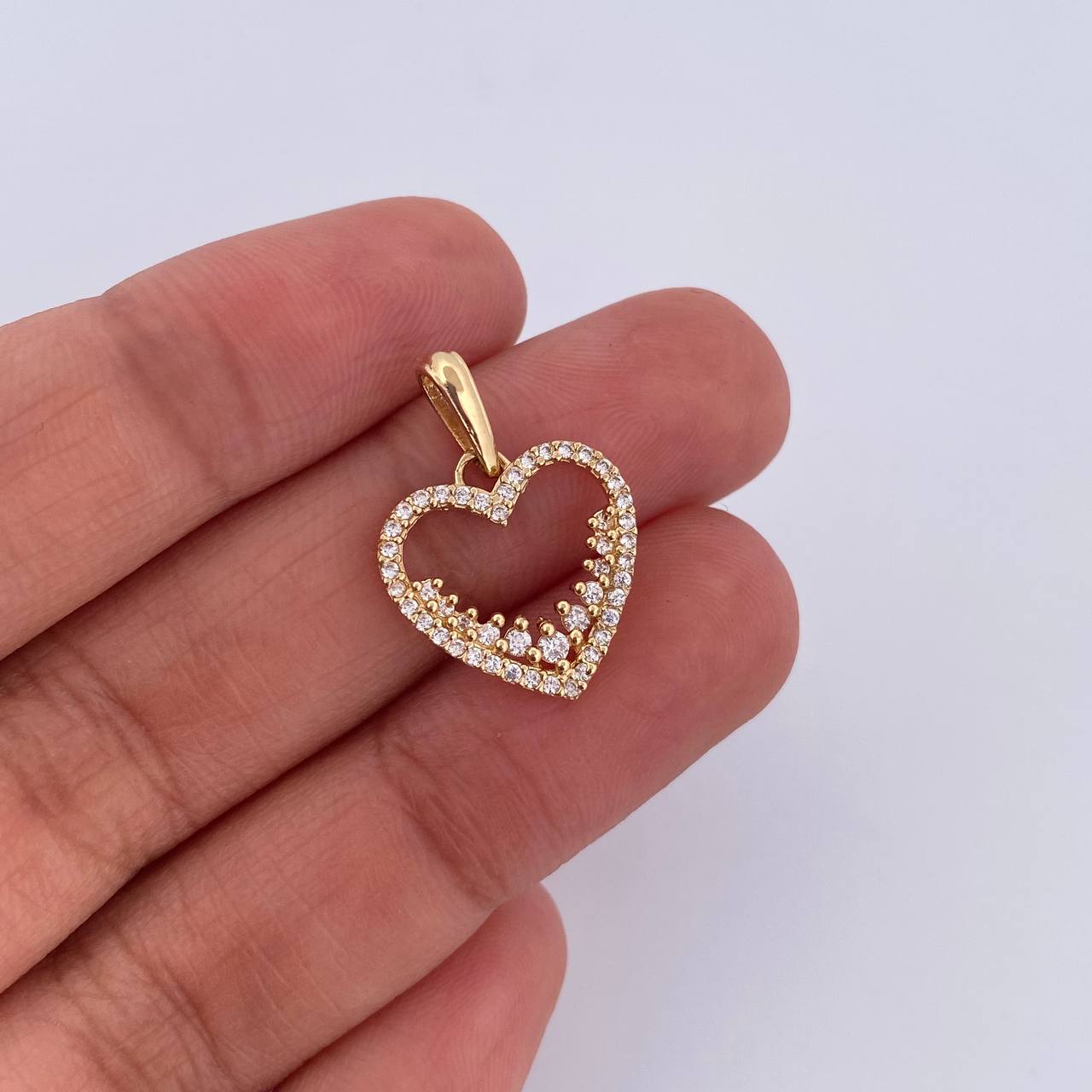 Pendant Heart Silhouette 1.5gr / 2.2cm / White Zirconia 18K Yellow Gold &