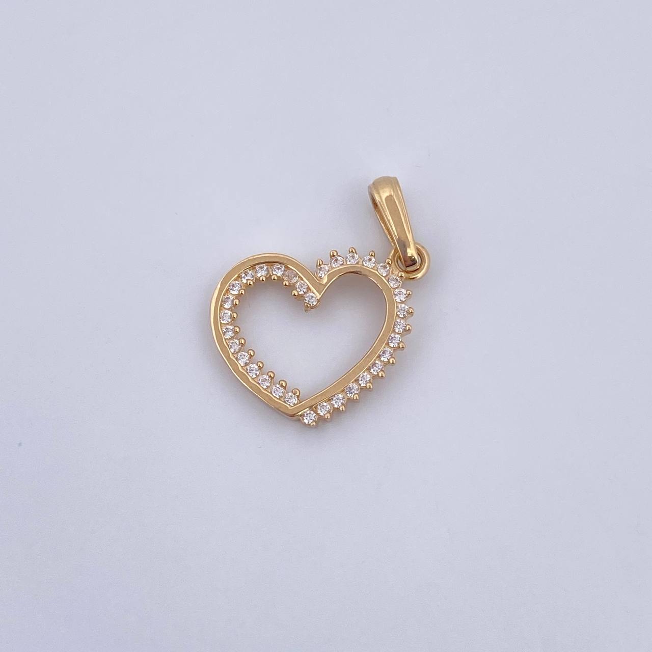 Pendant Heart Silhouette 1.2gr / 2.2cm / White Zircons 18K Yellow Gold &