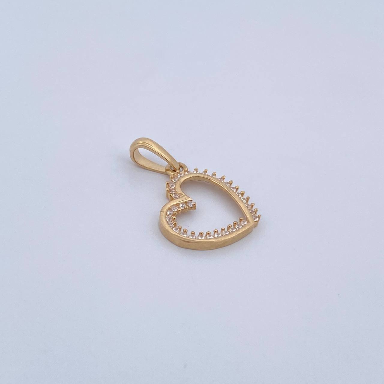 Pendant Heart Silhouette 1.2gr / 2.2cm / White Zircons 18K Yellow Gold &