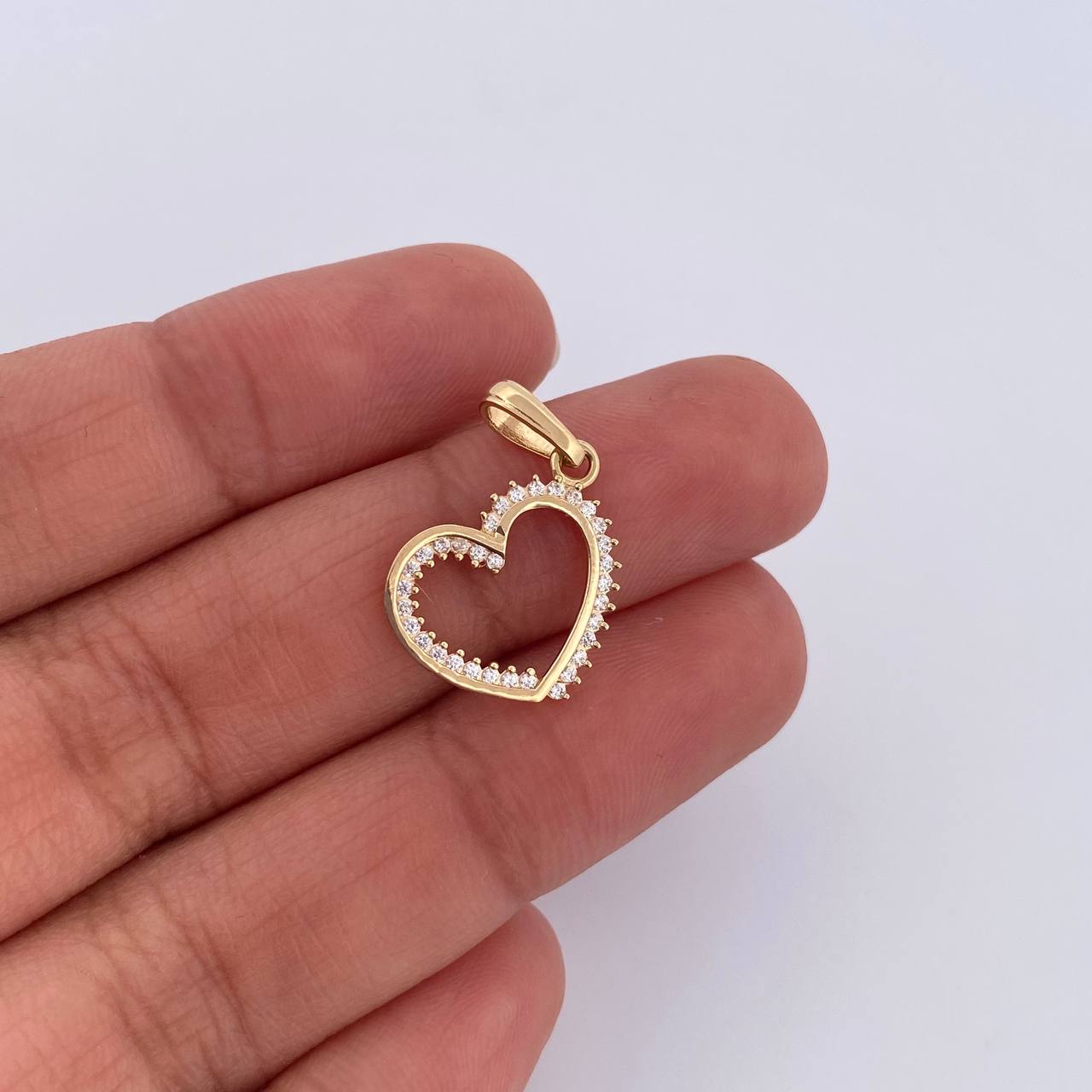 Pendant Heart Silhouette 1.2gr / 2.2cm / White Zircons 18K Yellow Gold &