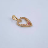Dije Silueta Corazon 1.4gr / 2cm / Circones Lilas Blancos Oro Amarillo 18K &