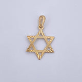 Dije Estrella De David 0.75gr / 2.6cm / Diamantada Oro Amarillo 18K &