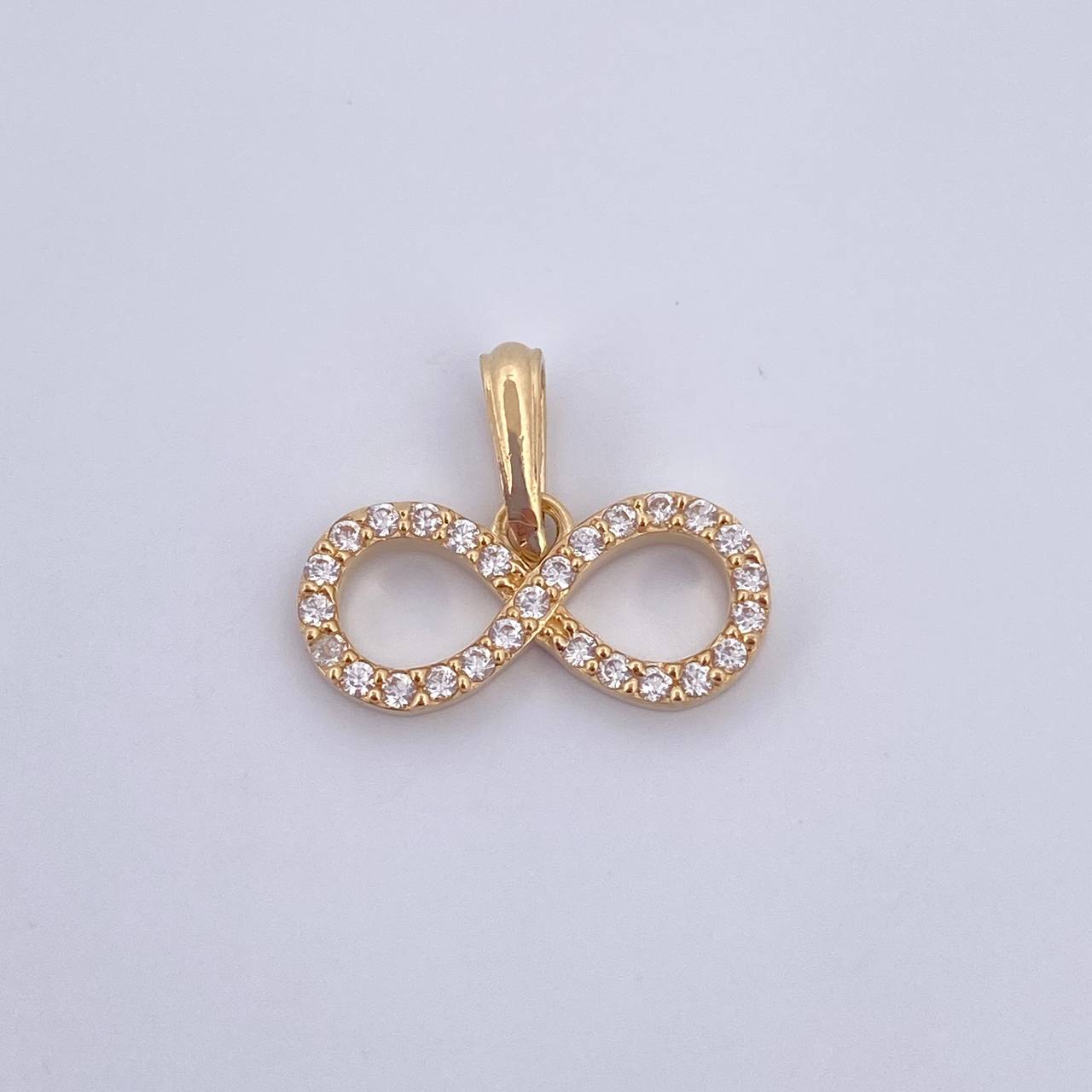 Pendant Infinity 1.25gr / 1.7cm / White Zircons 18K Yellow Gold &