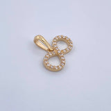 Pendant Infinity 1.25gr / 1.7cm / White Zircons 18K Yellow Gold &