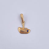 Pendant Boat 0.7gr / 1.8cm / Blue White Zircons 18K Yellow Gold &