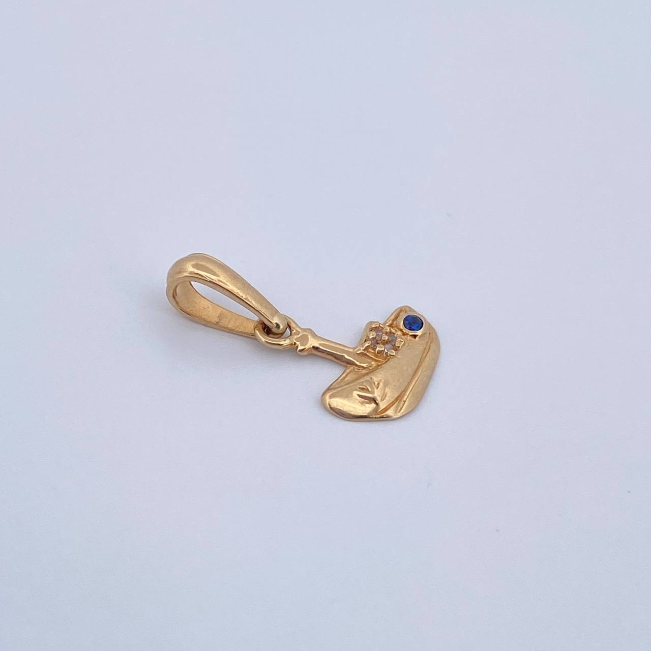 Pendant Boat 0.7gr / 1.8cm / Blue White Zircons 18K Yellow Gold &