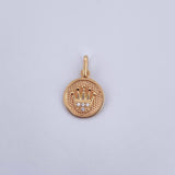 Pendant Crown Medal RX 0.95gr / 1.8cm / White Zircons 18K Yellow Gold &