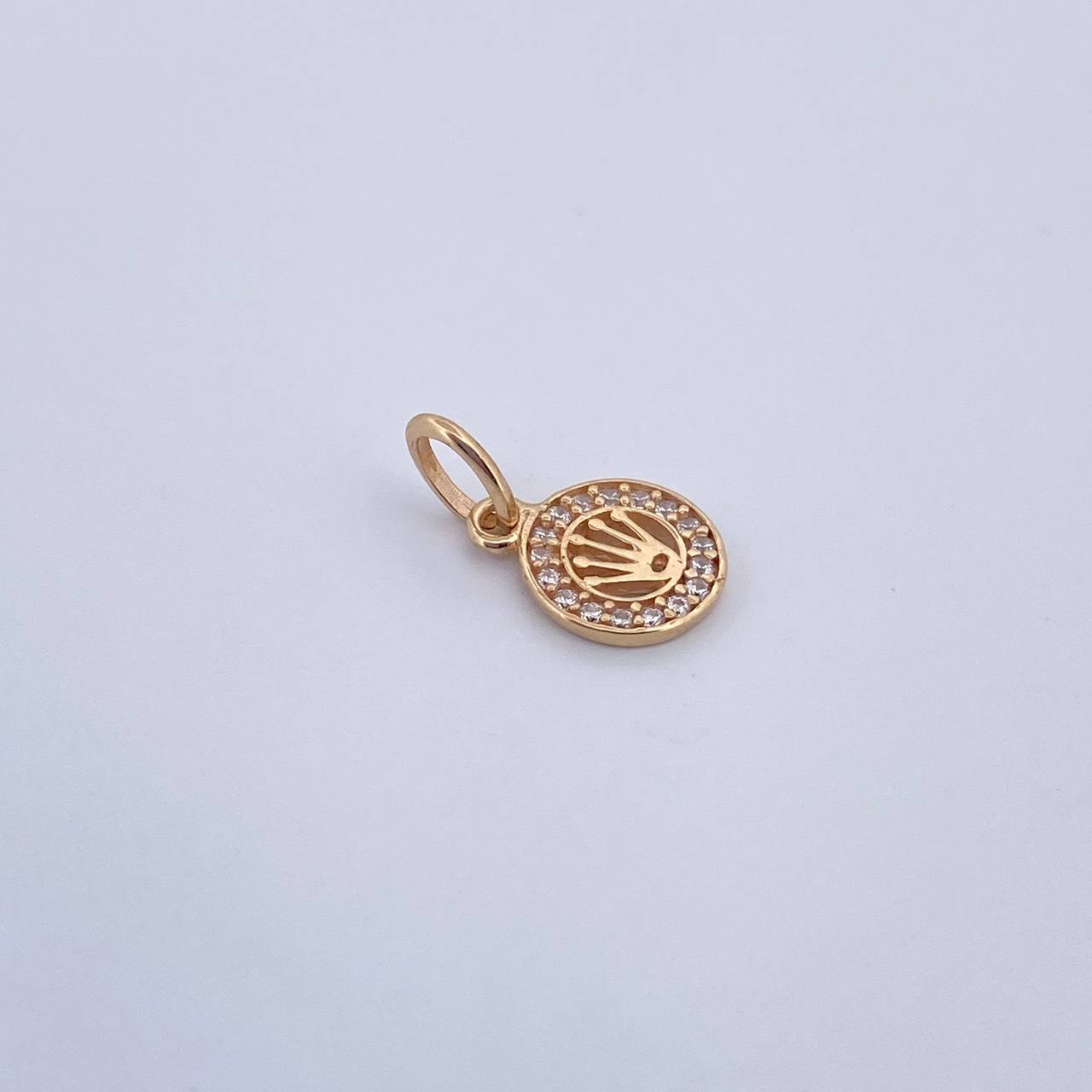 Dije Corona RX 0.6gr / 1.4cm / Circones Blancos Oro Amarillo 18K &