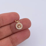 Dije Corona RX 0.6gr / 1.4cm / Circones Blancos Oro Amarillo 18K &