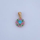 Dije Halo 1.7gr / 1.8cm / Circones De Colores Oro Amarillo 18K &