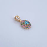 Dije Halo 1.7gr / 1.8cm / Circones De Colores Oro Amarillo 18K &