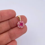 Pendant Halo 1.7gr / 1.8cm / Fuchsia Lilac Zircons 18K Yellow Gold &