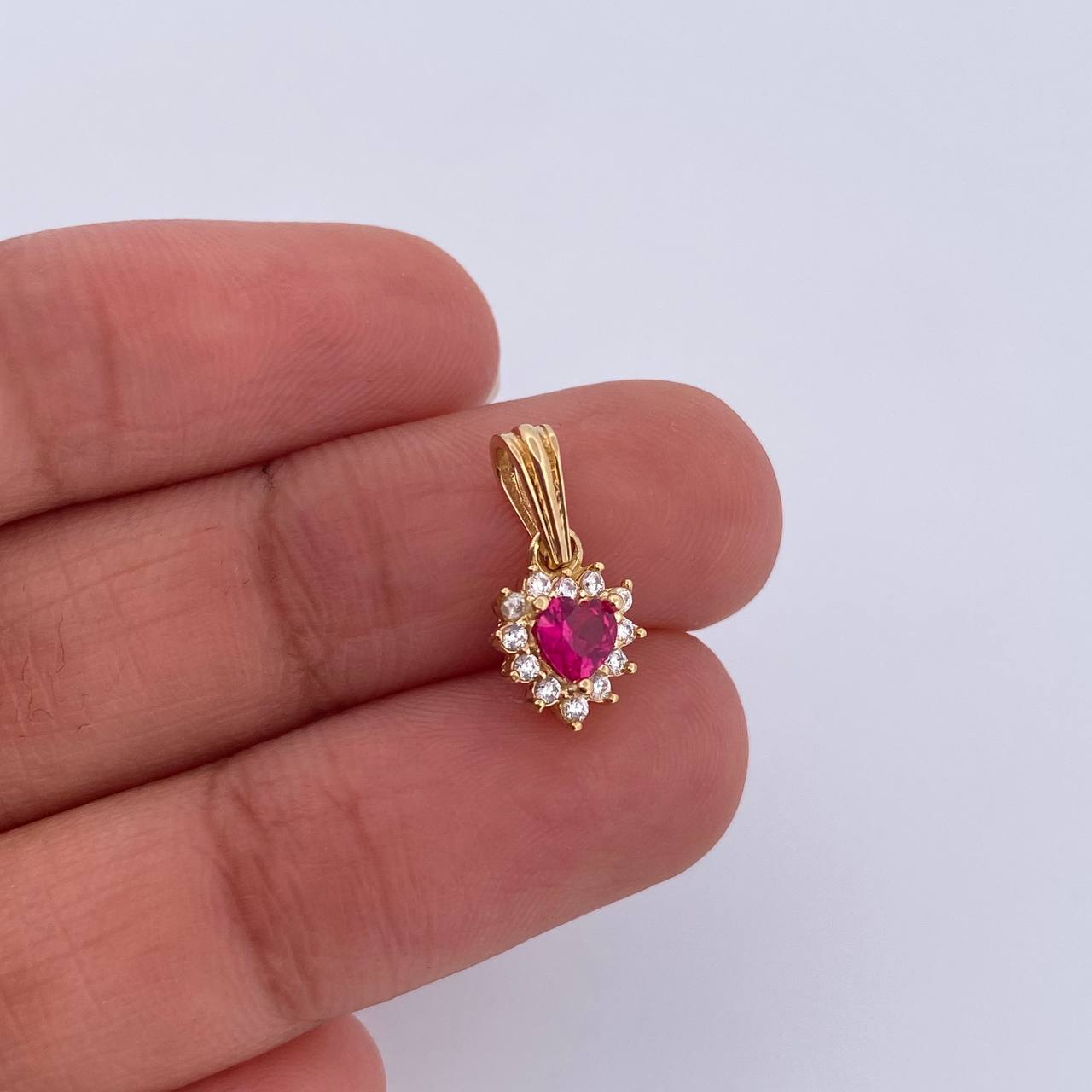 Dije Halo 1.1gr / 1.5cm / Circones Fucsia Blancos Oro Amarillo 18K &